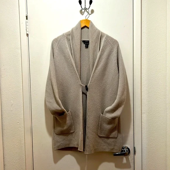 TAHARI 100% 2 Ply Cashmere Shawl Sweater Coat - Picture 2 of 6